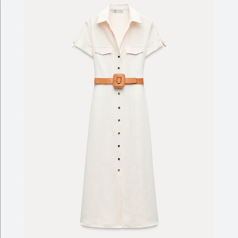 ZARA Belted Shirt Dress NWT XS